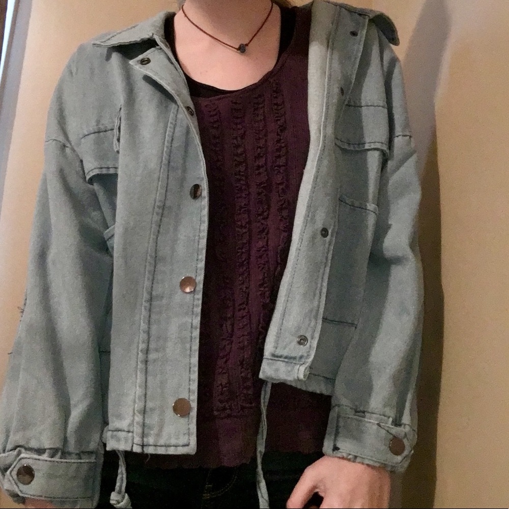 Denim drawstring jacket